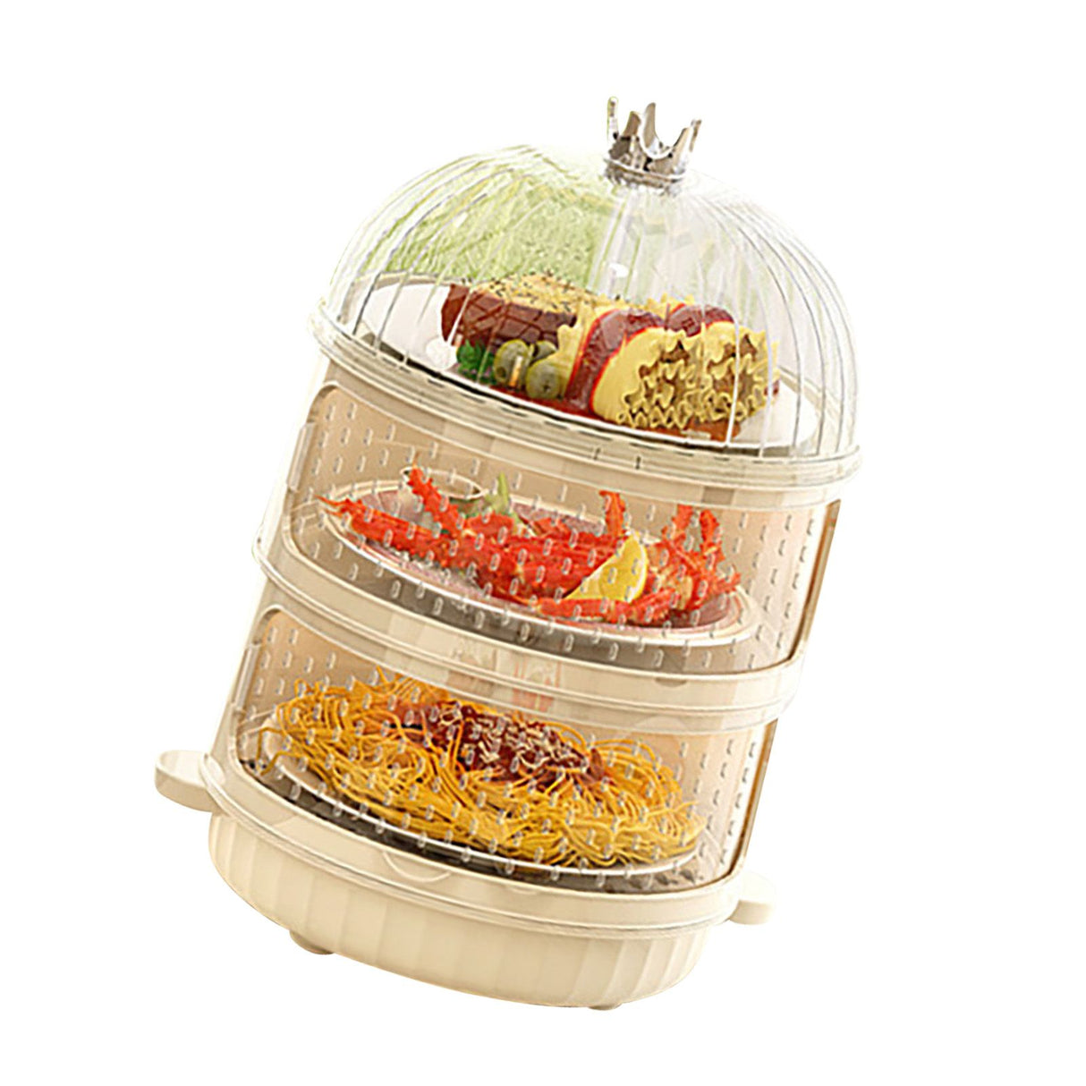 Dust Proof Food Storage Box Multi Functional Sealed Food Storage Container for Summer 3 Layers
