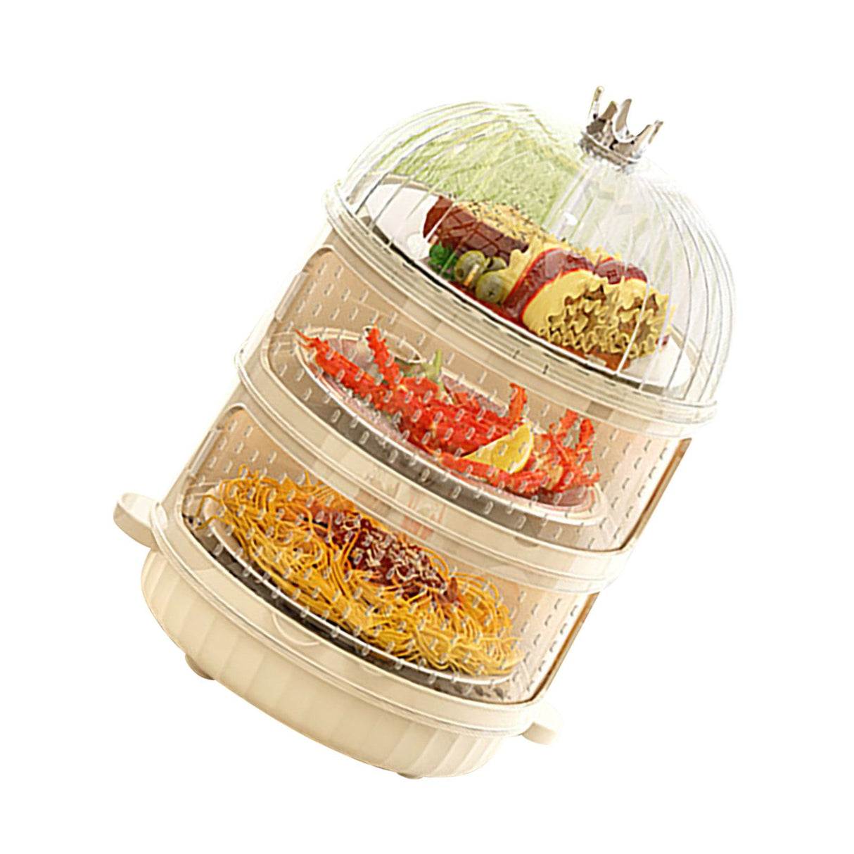 Dust Proof Food Storage Box Multi Functional Sealed Food Storage Container for Summer 3 Layers