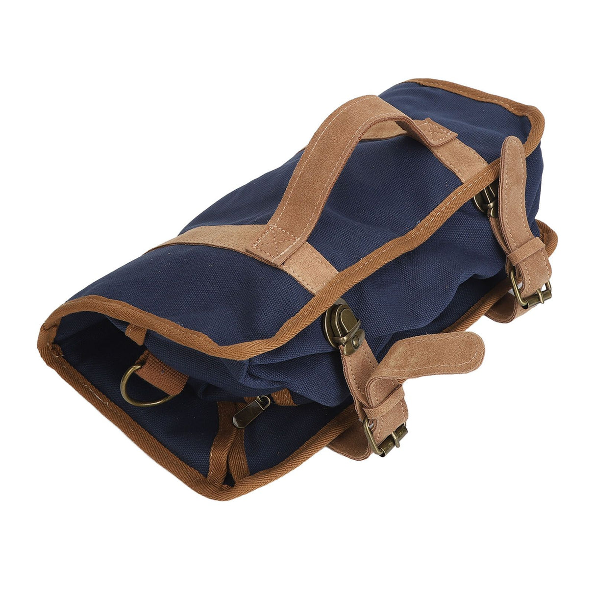 Bartender Tool Bag Bar Kit Bag Waterproof Canvas Multiple Compartments Portable Bartender Roll Up Bag with Shoulder Strap Blue