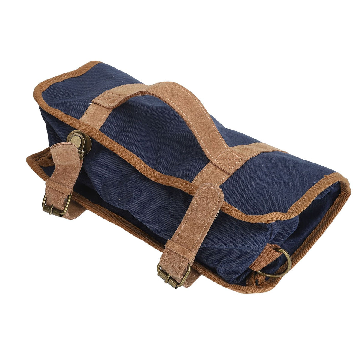 Bartender Tool Bag Bar Kit Bag Waterproof Canvas Multiple Compartments Portable Bartender Roll Up Bag with Shoulder Strap Blue
