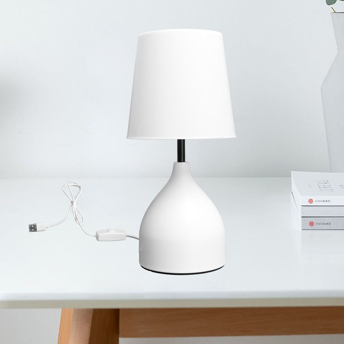 Bedside Table Lamp 5V Dimmer Touch Switch White Nightstand Lamp for Kids Room Living Room Bedroom Office