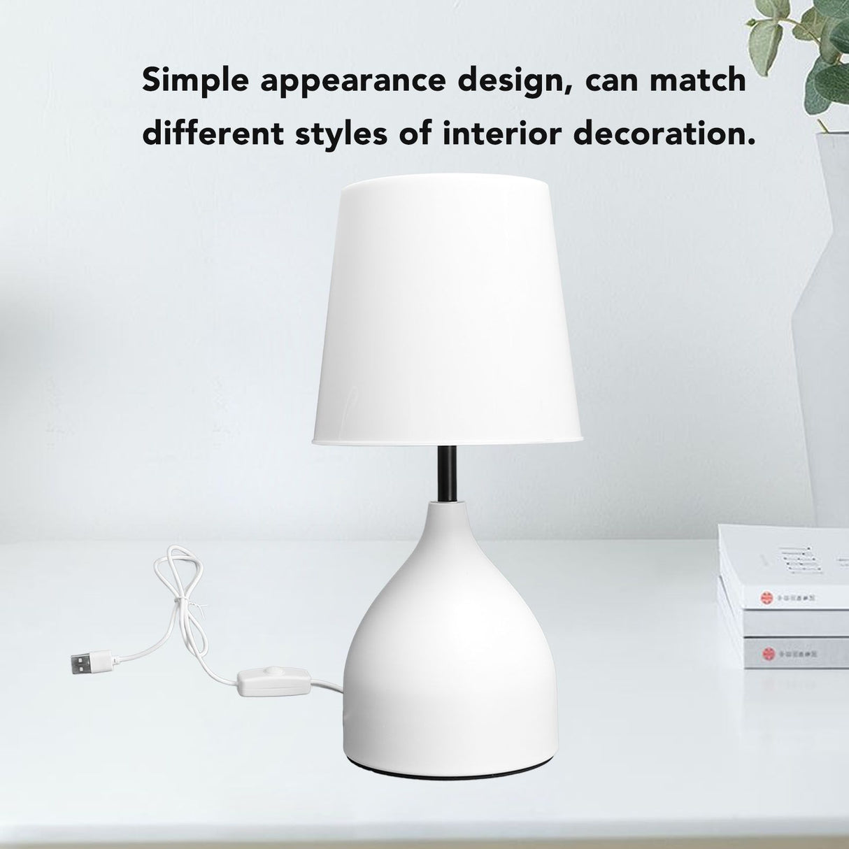 Bedside Table Lamp 5V Dimmer Touch Switch White Nightstand Lamp for Kids Room Living Room Bedroom Office
