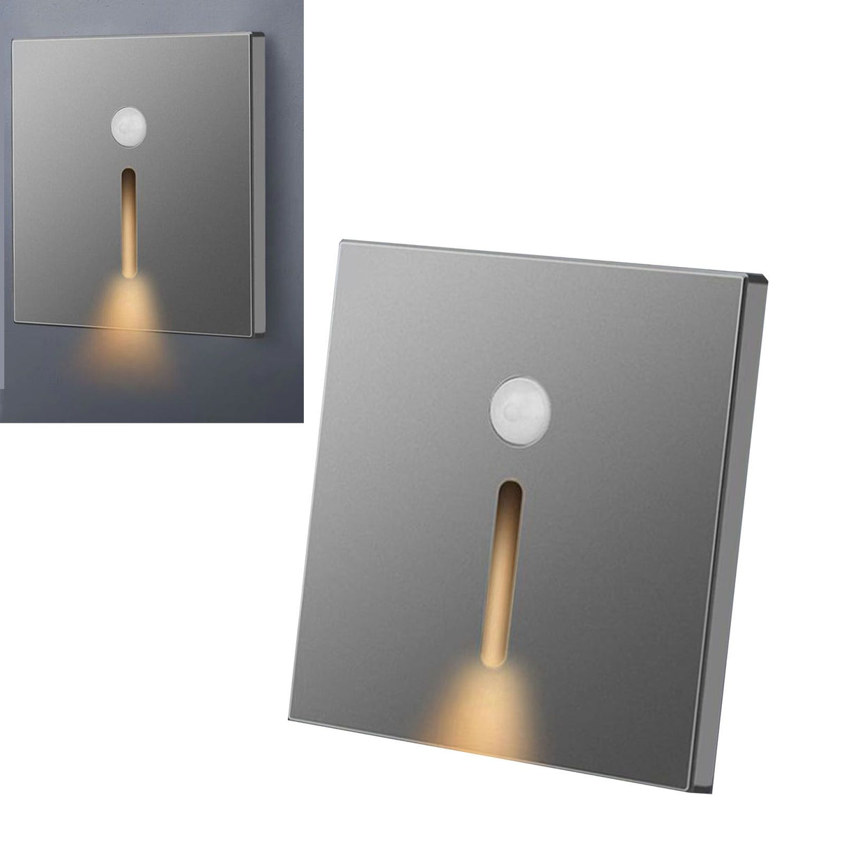 LED Motion Sensor Night Light ABS Small LED Induction Lamp for Bedside Corridor Hallway Grey