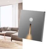 LED Motion Sensor Night Light ABS Small LED Induction Lamp for Bedside Corridor Hallway Grey - Rear View