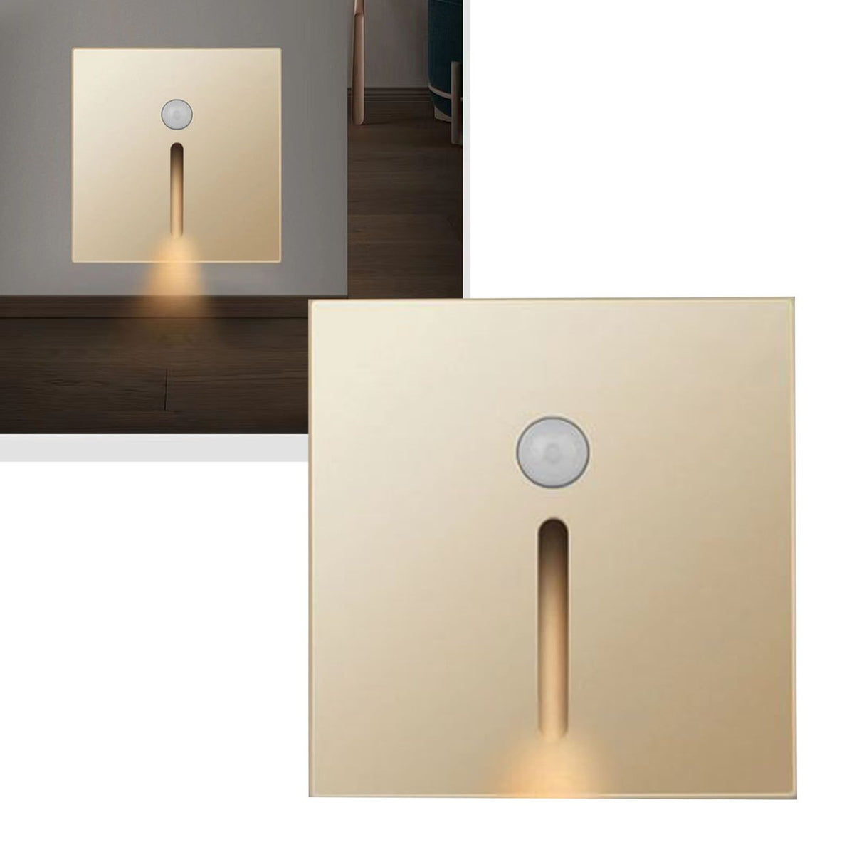 LED Motion Sensor Night Light ABS Small LED Induction Lamp for Bedside Corridor Hallway Gold