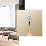 LED Motion Sensor Night Light ABS Small LED Induction Lamp for Bedside Corridor Hallway Gold - Rear View