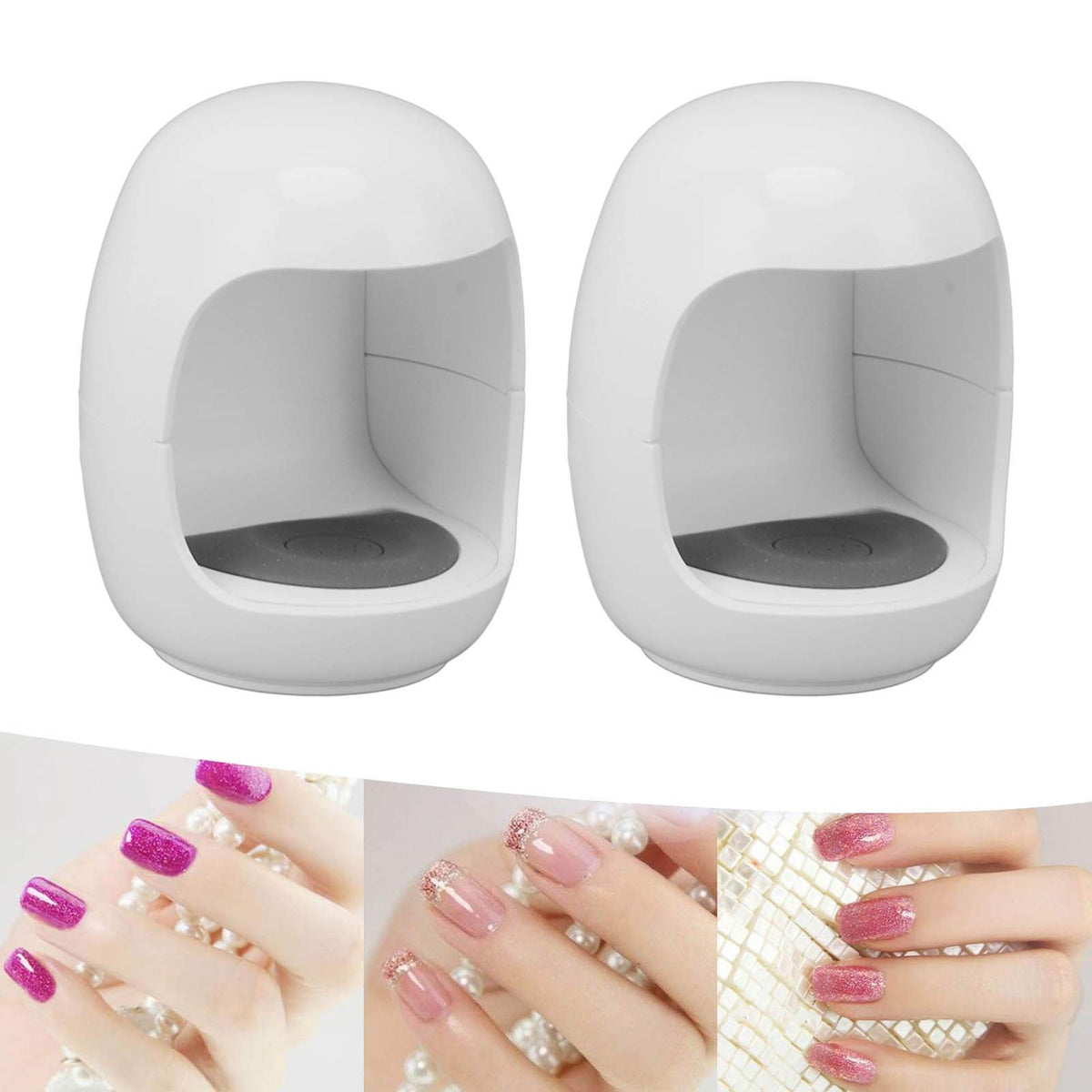 2Pcs Mini LED Nail Lamp Cute Mini Eggshell Quick Drying Portable UV Gel Nail Lamp for Home Nail Salon