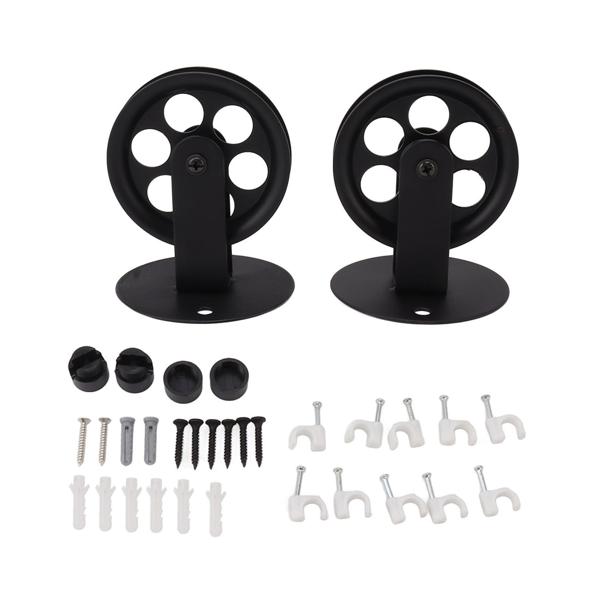 2pcs Industrial Pulley Wheels for Plug in Barn Pendant Light Vintage Wall Ceiling Mount Lifting Towing Pulleys Black