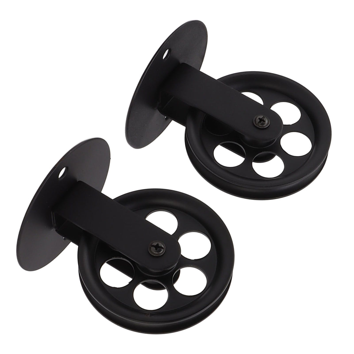 2pcs Industrial Pulley Wheels for Plug in Barn Pendant Light Vintage Wall Ceiling Mount Lifting Towing Pulleys Black