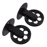 2pcs Industrial Pulley Wheels for Plug in Barn Pendant Light Vintage Wall Ceiling Mount Lifting Towing Pulleys Black - Front View