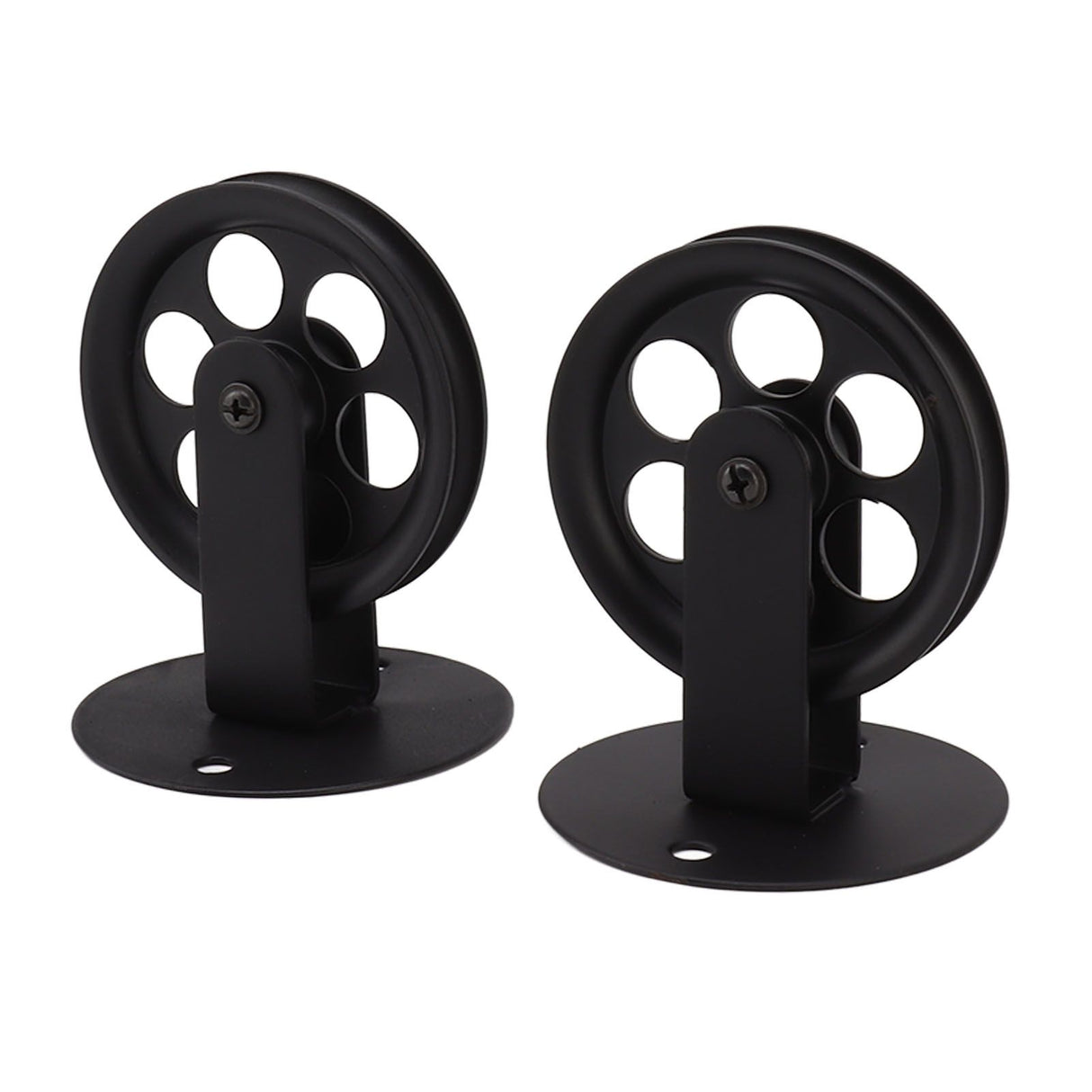 2pcs Industrial Pulley Wheels for Plug in Barn Pendant Light Vintage Wall Ceiling Mount Lifting Towing Pulleys Black