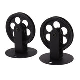 2pcs Industrial Pulley Wheels for Plug in Barn Pendant Light Vintage Wall Ceiling Mount Lifting Towing Pulleys Black - Side View