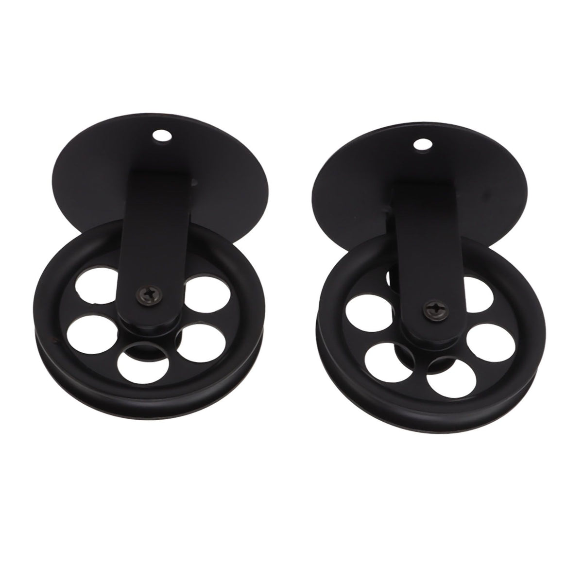 2pcs Industrial Pulley Wheels for Plug in Barn Pendant Light Vintage Wall Ceiling Mount Lifting Towing Pulleys Black