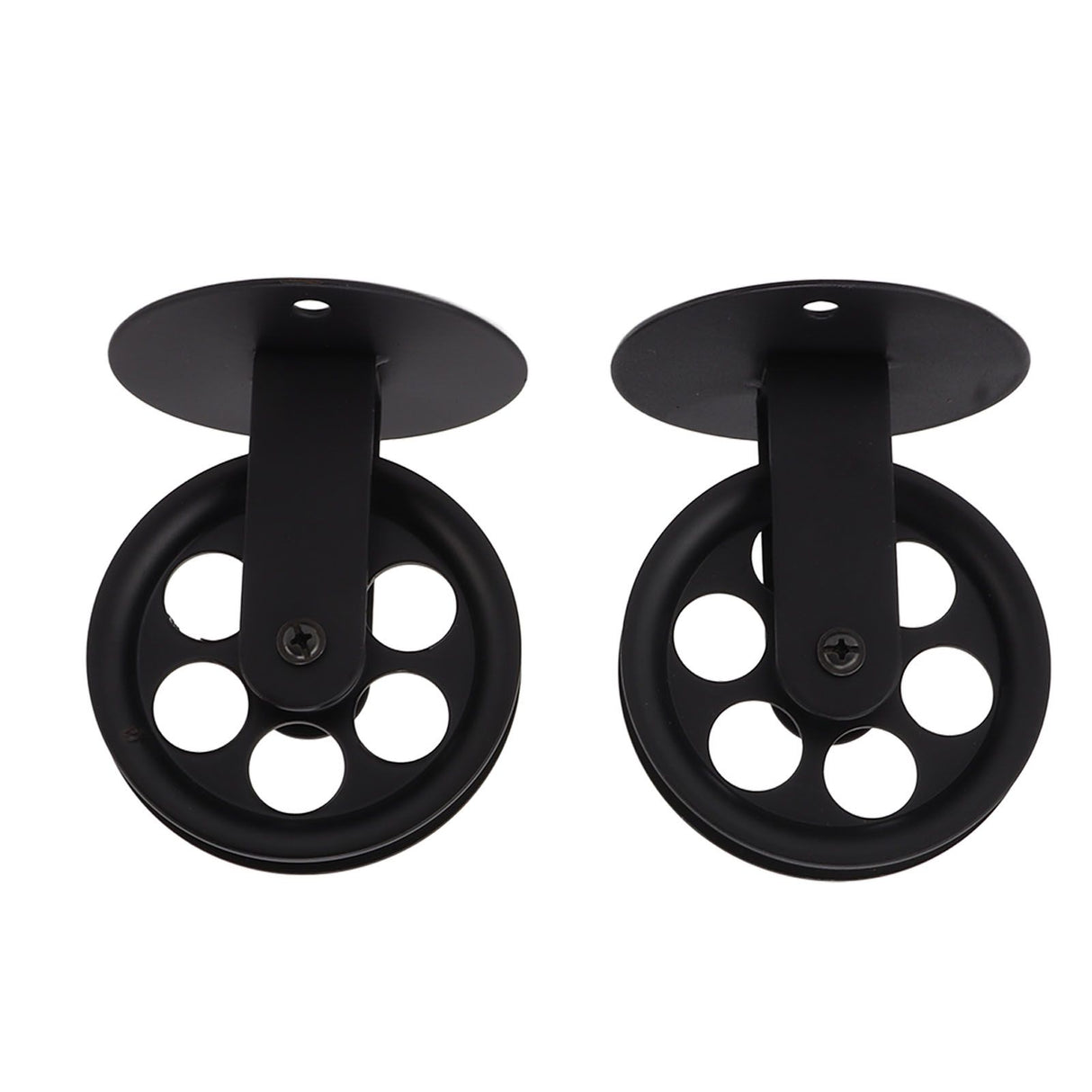 2pcs Industrial Pulley Wheels for Plug in Barn Pendant Light Vintage Wall Ceiling Mount Lifting Towing Pulleys Black