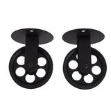 2pcs Industrial Pulley Wheels for Plug in Barn Pendant Light Vintage Wall Ceiling Mount Lifting Towing Pulleys Black