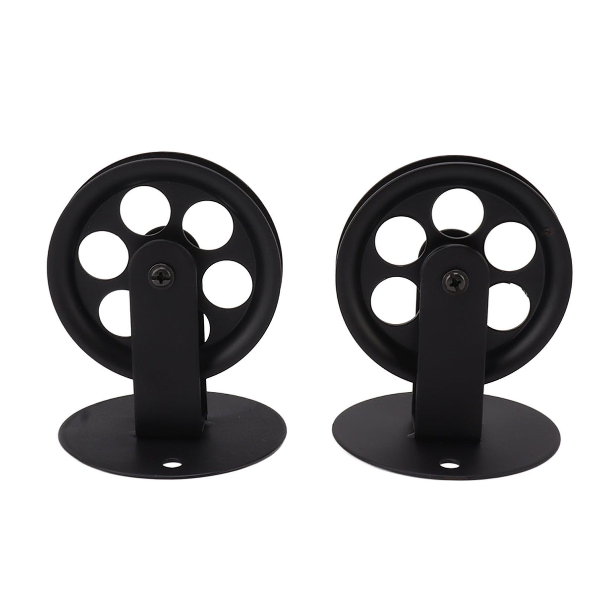 2pcs Industrial Pulley Wheels for Plug in Barn Pendant Light Vintage Wall Ceiling Mount Lifting Towing Pulleys Black