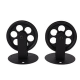 2pcs Industrial Pulley Wheels for Plug in Barn Pendant Light Vintage Wall Ceiling Mount Lifting Towing Pulleys Black - Close-Up Angle
