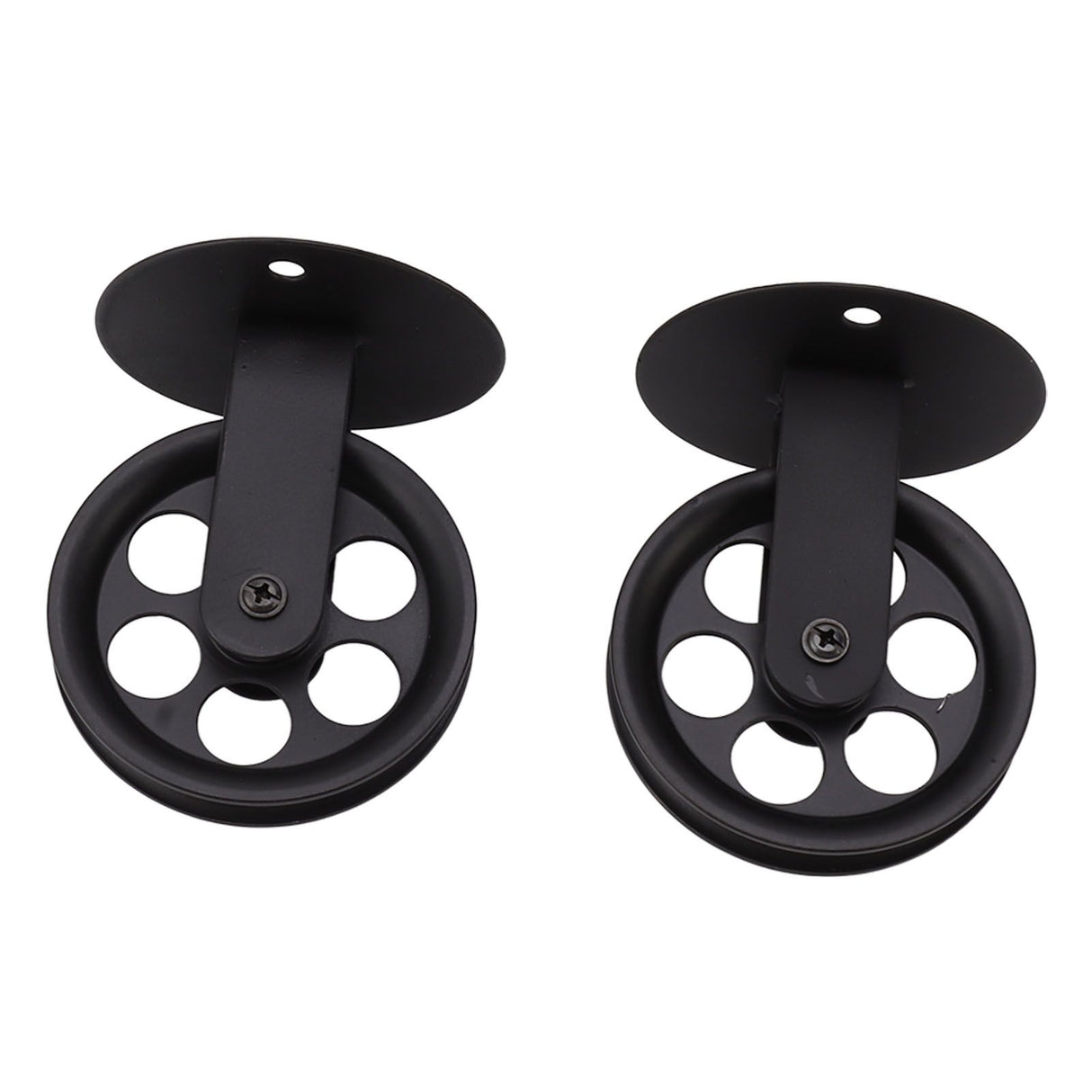 2pcs Industrial Pulley Wheels for Plug in Barn Pendant Light Vintage Wall Ceiling Mount Lifting Towing Pulleys Black