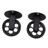 2pcs Industrial Pulley Wheels for Plug in Barn Pendant Light Vintage Wall Ceiling Mount Lifting Towing Pulleys Black - Low Angle