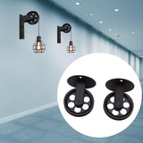 2pcs Industrial Pulley Wheels for Plug in Barn Pendant Light Vintage Wall Ceiling Mount Lifting Towing Pulleys Black