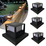 Square Outdoor Fence Post Cap Light Solar Post Light LED Landscape Lighting for Household Garden Courtyard Fence Dual Color Light Black - Extra Image