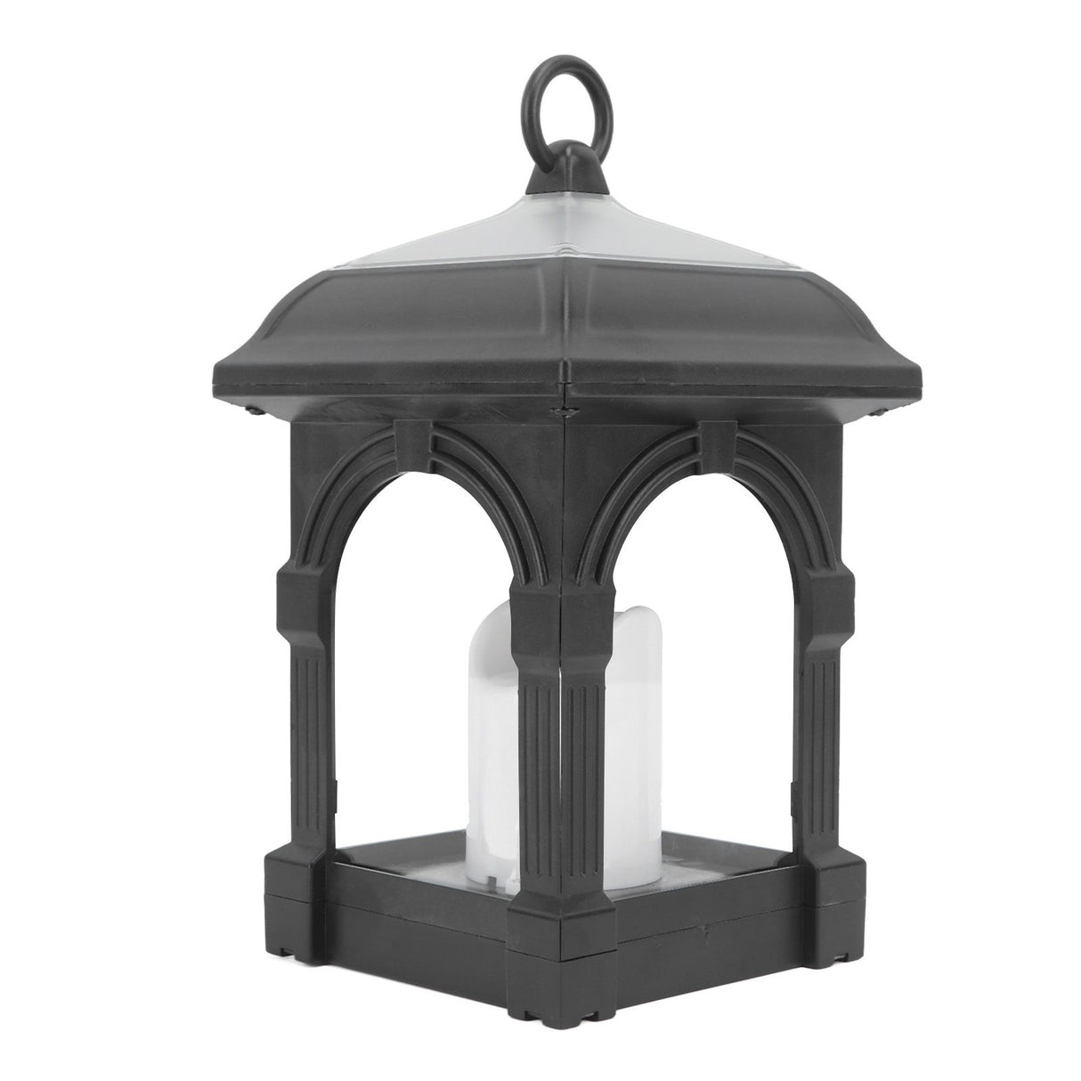Solar Outdoor Lantern Hanging Solar Powered Warm Light Lamp Table Candle Lantern for Garden Yard Patio Pathway Decoration Black