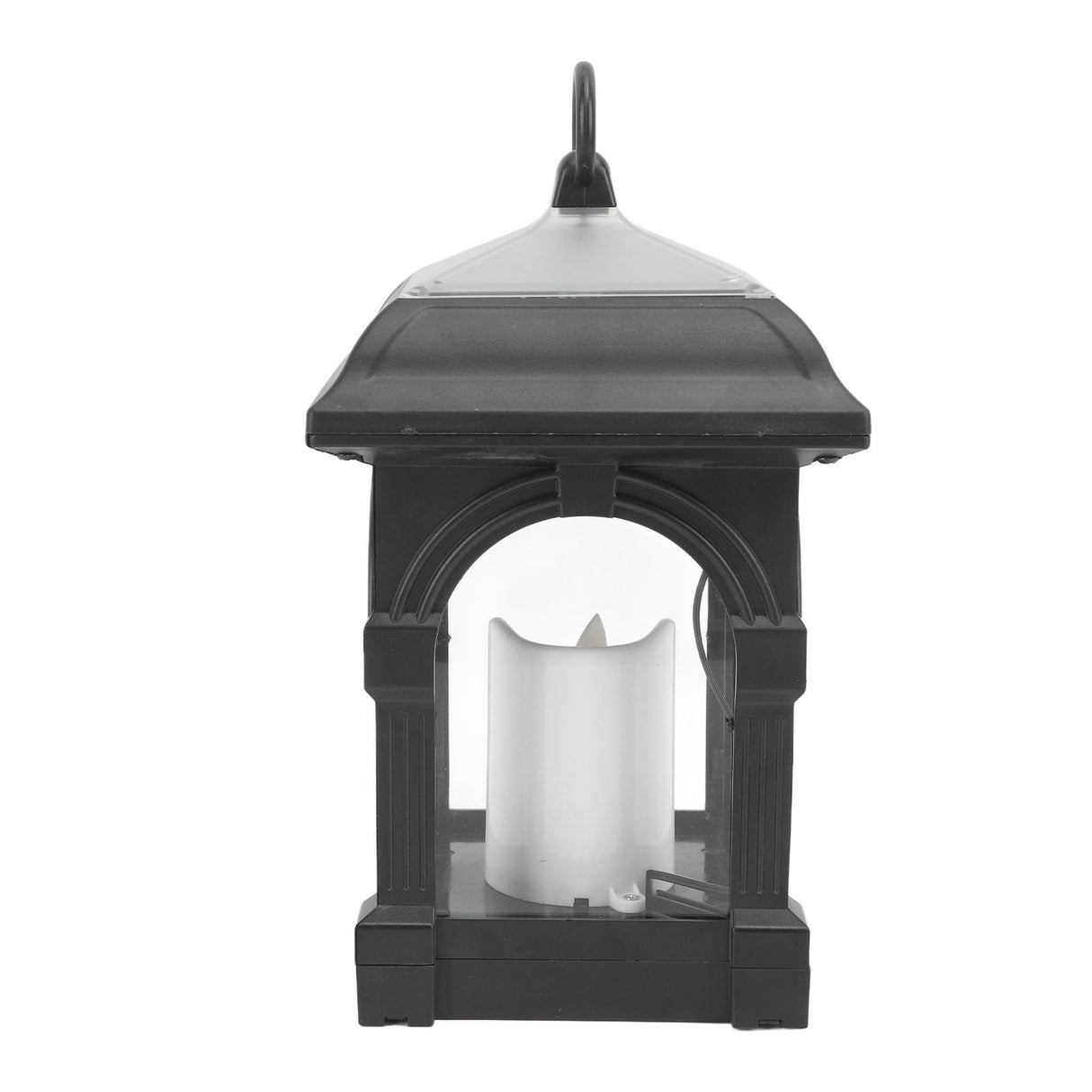 Solar Outdoor Lantern Hanging Solar Powered Warm Light Lamp Table Candle Lantern for Garden Yard Patio Pathway Decoration Black