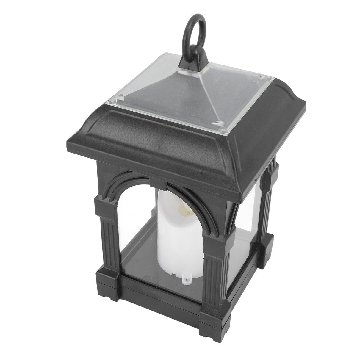 Solar Outdoor Lantern Hanging Solar Powered Warm Light Lamp Table Candle Lantern for Garden Yard Patio Pathway Decoration Black