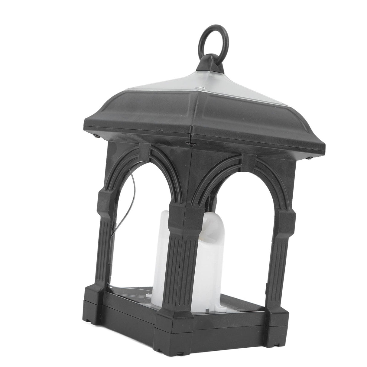Solar Outdoor Lantern Hanging Solar Powered Warm Light Lamp Table Candle Lantern for Garden Yard Patio Pathway Decoration Black