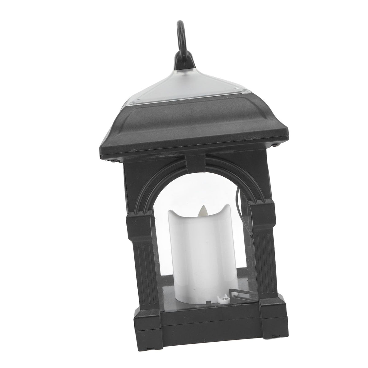 Solar Outdoor Lantern Hanging Solar Powered Warm Light Lamp Table Candle Lantern for Garden Yard Patio Pathway Decoration Black