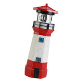 Solar Powered Lighthouse Environmentally Friendly Energy Saving Solar Lighthouse with Rotating Beacon for Garden Decor Red - Front View