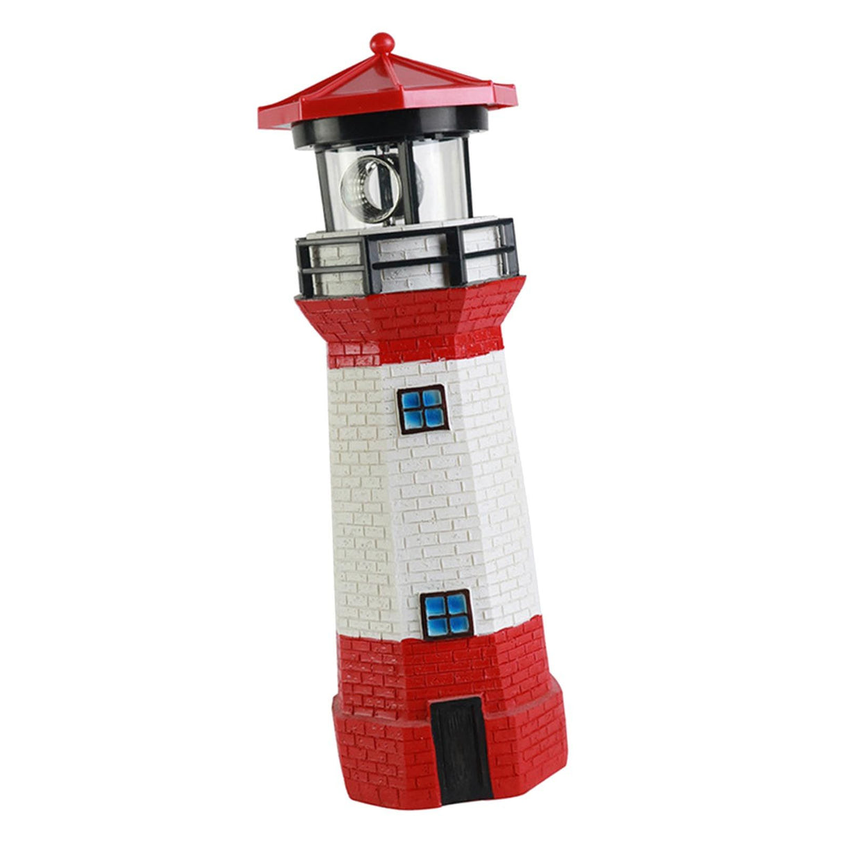 Solar Powered Lighthouse Environmentally Friendly Energy Saving Solar Lighthouse with Rotating Beacon for Garden Decor Red