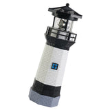 Solar Powered Lighthouse Environmentally Friendly Energy Saving Solar Lighthouse with Rotating Beacon for Garden Decor Black - Side View
