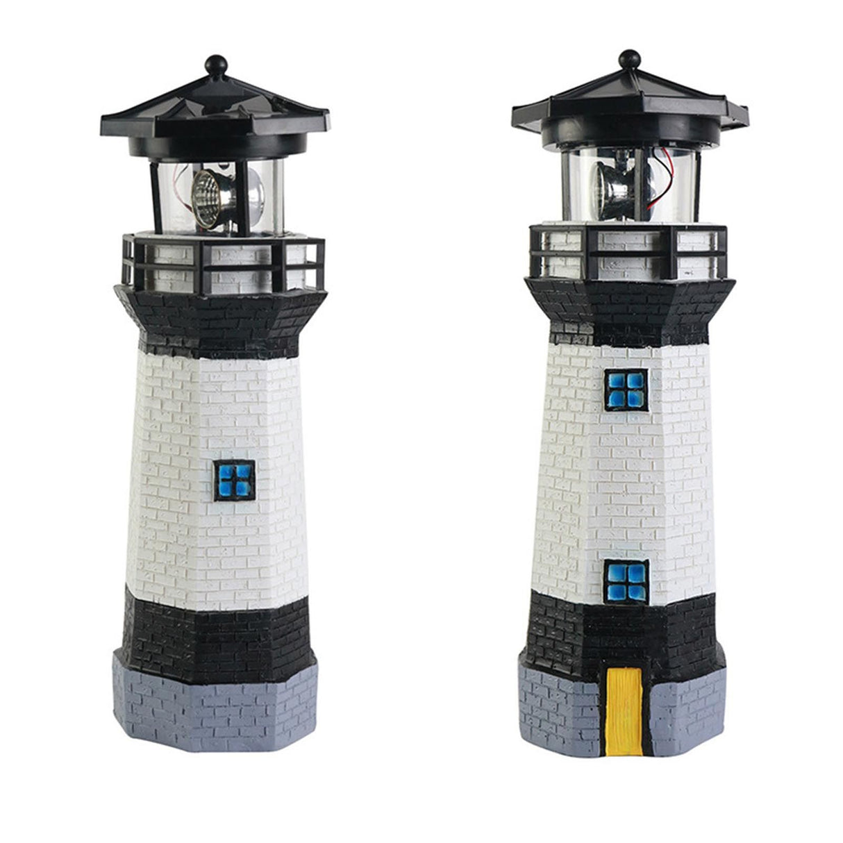 Solar Powered Lighthouse Environmentally Friendly Energy Saving Solar Lighthouse with Rotating Beacon for Garden Decor Black