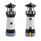 Solar Powered Lighthouse Environmentally Friendly Energy Saving Solar Lighthouse with Rotating Beacon for Garden Decor Black
