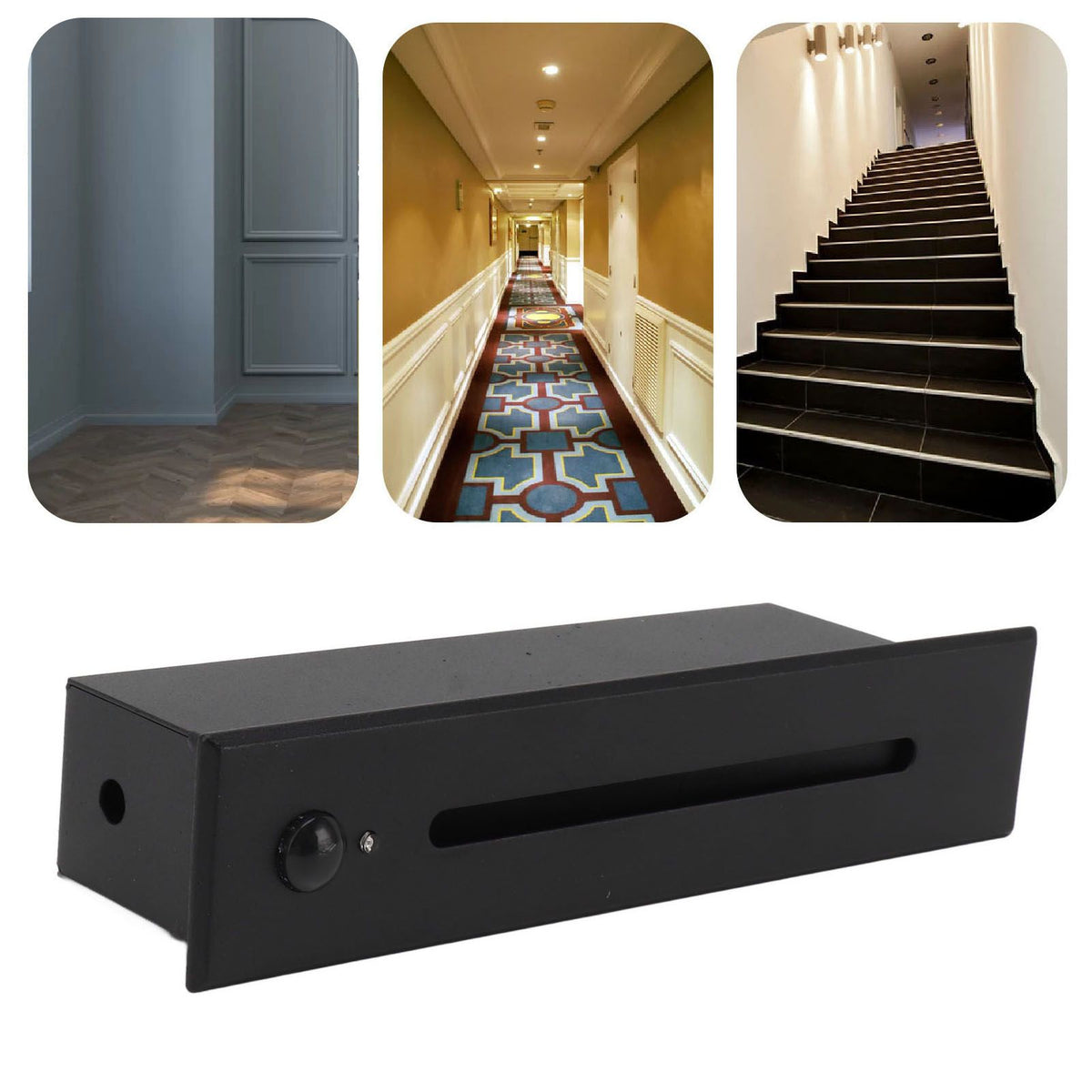 LED Stair Light 4000K Motion Sensor Step Light IP65 Waterproof Embedded Corner Wall Lamp for Indoor Outdoor Deck Hallway Patio 110 to 240V Black