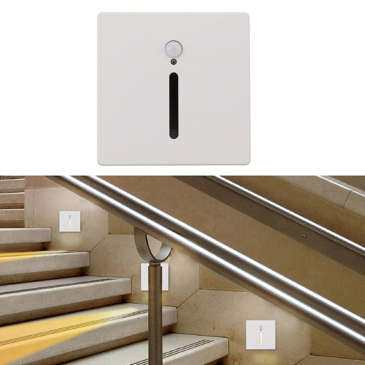 LED Step Light 3W Recessed Motion Seneor Dusk to Dawn Sensor 4000K Stair Light 110‑240V for Indoor Closet Hallway