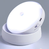 Motion Sensor Night Light 360 Degree Rotation LED Rechargeable Motion Activated Night Light for Stairs Wall Closet Cabinet White Light - Close-Up Angle
