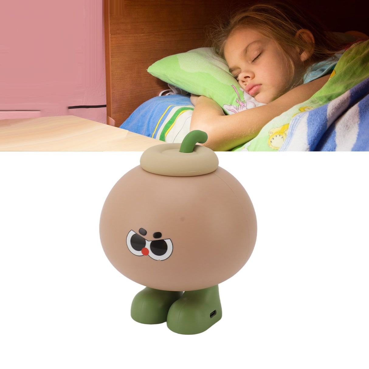 Fruit Silicone Nightlight USB Type C 500mAh 3 Level Brightness Tap Button Switch Cute Silicone Nightlight for Bedroom Coconut