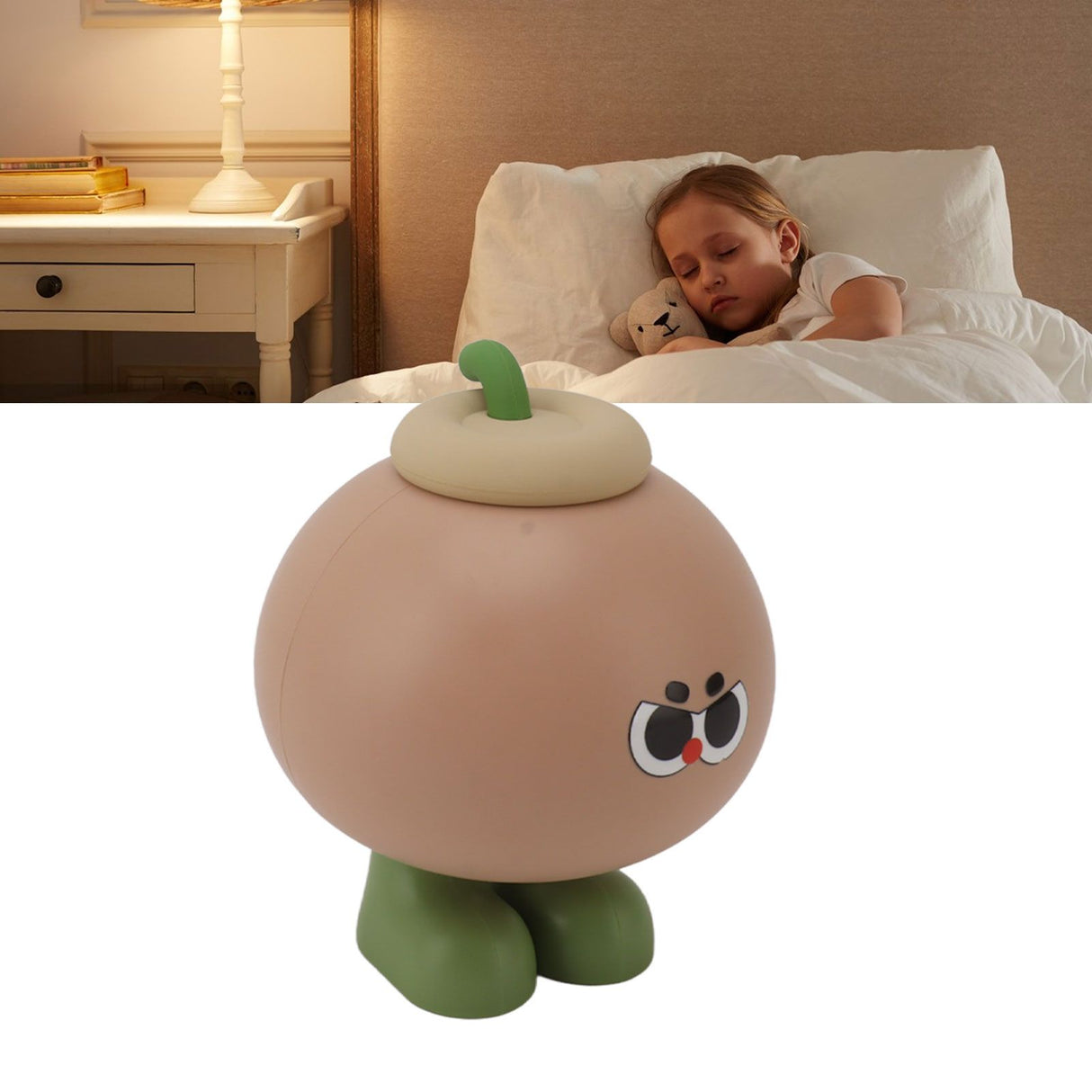 Fruit Silicone Nightlight USB Type C 500mAh 3 Level Brightness Tap Button Switch Cute Silicone Nightlight for Bedroom Coconut