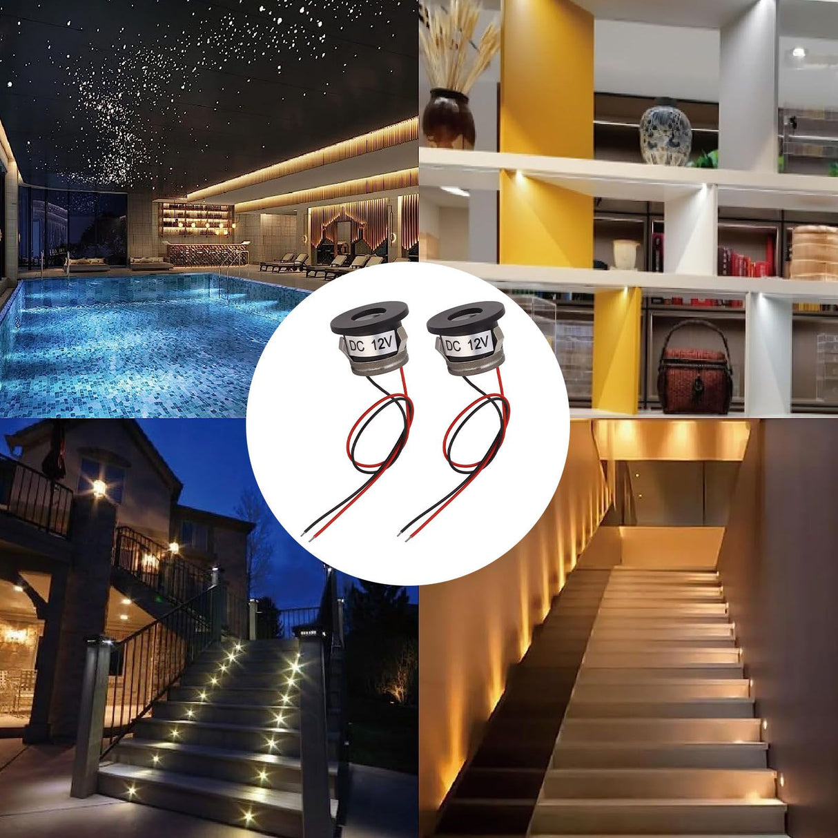 2PCS Recessed Mini LED Spotlight 15 Degrees 1 Watt 80LM Small LED Spotlight for Jewelry Showcase 12VDC