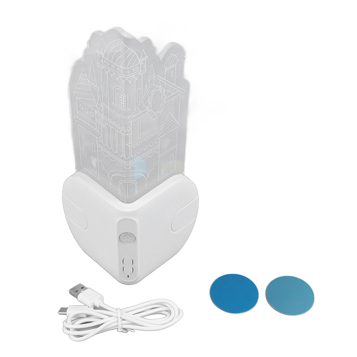 Motion Sensor Castle Night Light USB Charging Castle Wall Corner Nightlight for Hallway Staircase Bedroom
