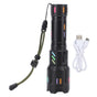 LED Flashlights High Powered Zoomable Handheld Torch Outdoor White Laser Long Range Flashlight with Battery Level Display