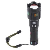 LED Flashlights High Powered Zoomable Handheld Torch Outdoor White Laser Long Range Flashlight with Battery Level Display - Side View