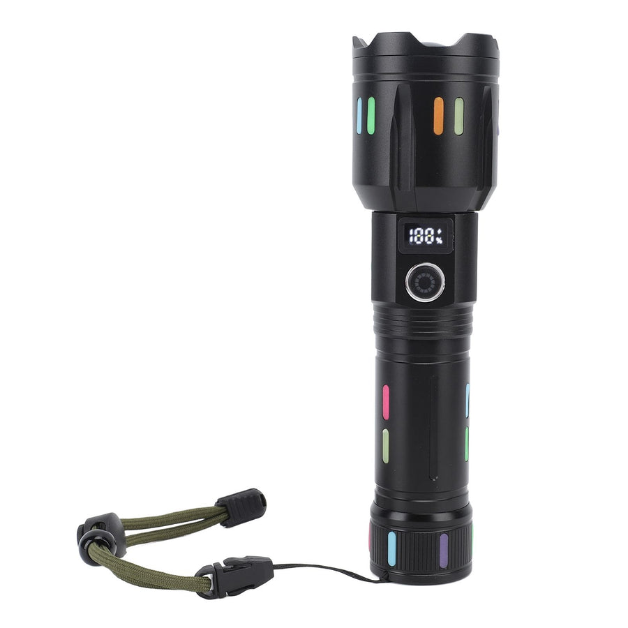 LED Flashlights High Powered Zoomable Handheld Torch Outdoor White Laser Long Range Flashlight with Battery Level Display