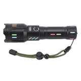 LED Flashlights High Powered Zoomable Handheld Torch Outdoor White Laser Long Range Flashlight with Battery Level Display - 45-Degree Angle