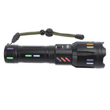LED Flashlights High Powered Zoomable Handheld Torch Outdoor White Laser Long Range Flashlight with Battery Level Display - Rear View
