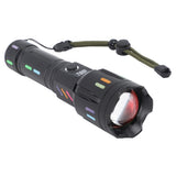 LED Flashlights High Powered Zoomable Handheld Torch Outdoor White Laser Long Range Flashlight with Battery Level Display - Close-Up Angle