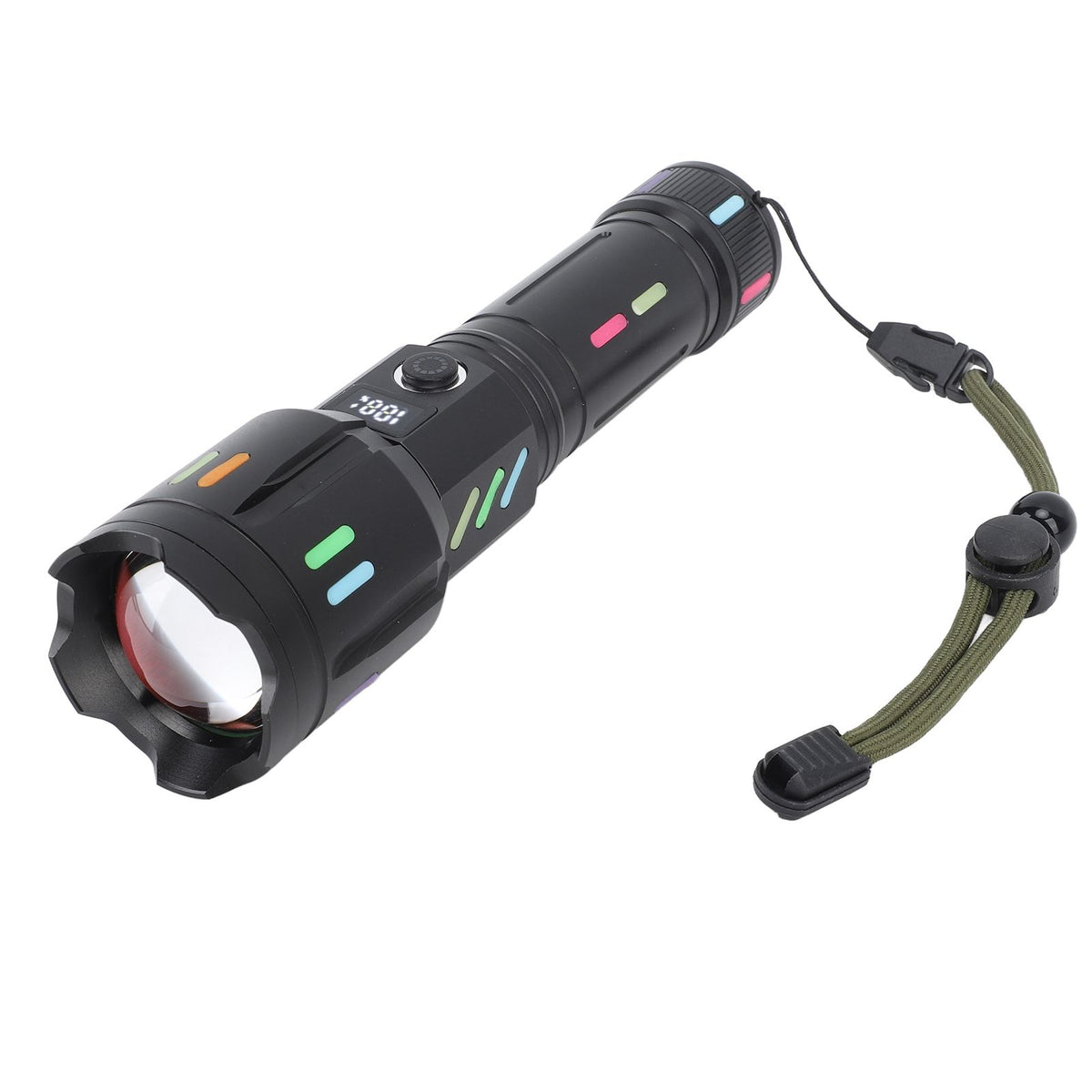 LED Flashlights High Powered Zoomable Handheld Torch Outdoor White Laser Long Range Flashlight with Battery Level Display
