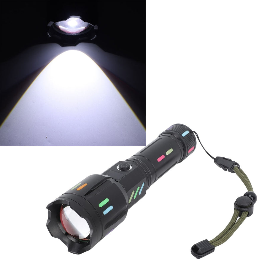 LED Flashlights High Powered Zoomable Handheld Torch Outdoor White Laser Long Range Flashlight with Battery Level Display